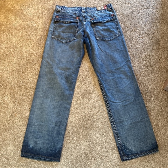 Zara 1975 Loose Fit Straight Low Rise Button Fly Mens Jeans Size W36 L34 TALL - Picture 9 of 16